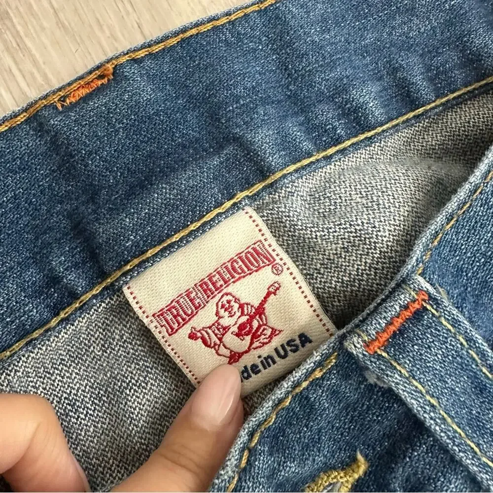 Men’s True Religion Bobby Jeans - Distressed Patchwork - Made in USA Size 31x33